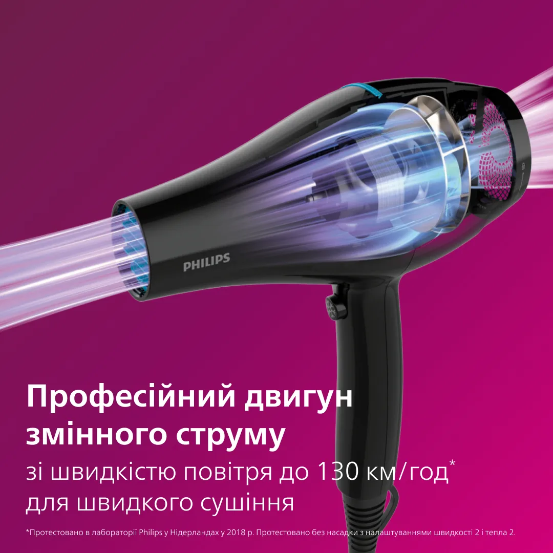 Фен Philips 2100 Вт чорний зелений з концентраторами і іонізацією