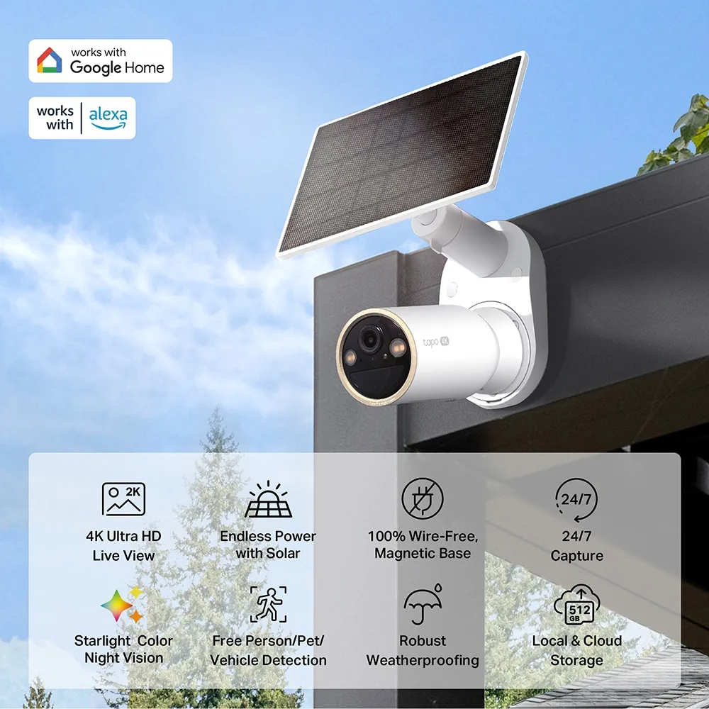 Комплект умной беспроводной камеры TP-LINK TAPO C460 KIT 8MP и солнечной панели.