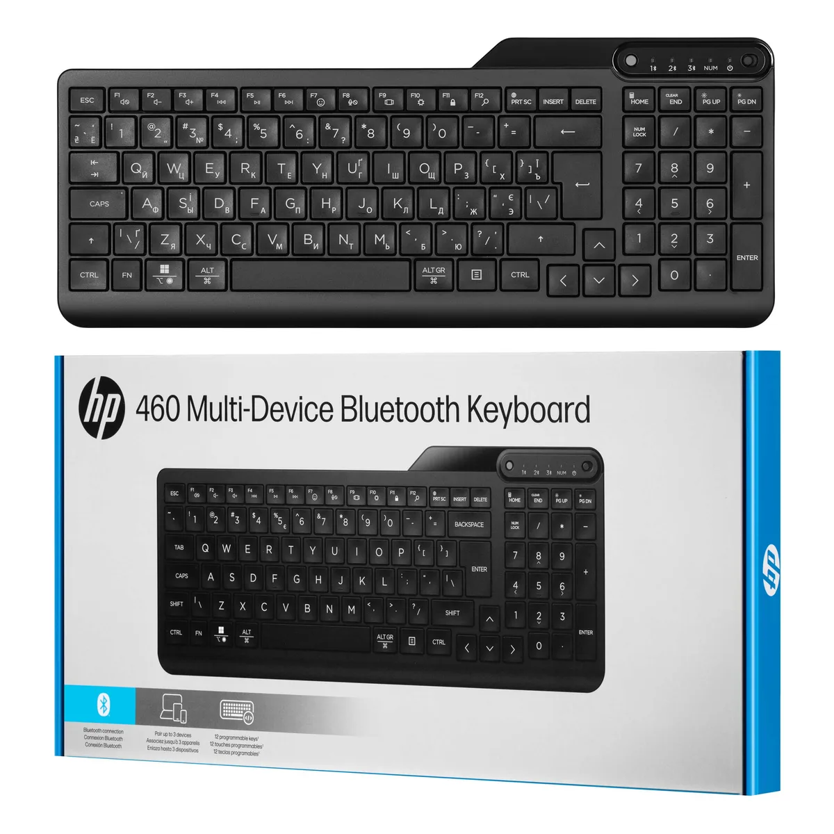 Клавіатура бездротова HP мембранна чорна Slim Bluetooth 2 батарейки AAA