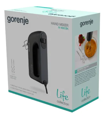 Ручной миксер Gorenje 450 Вт 5 скоростей пластик черный 18,8х14,2х8,4 см