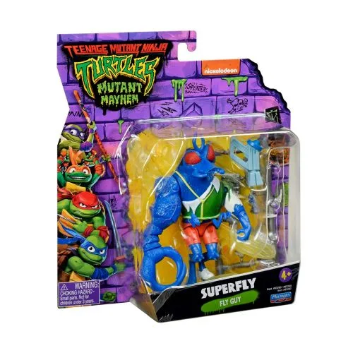 Суперфлай TMNT для коллекции и игры с 10 точками артикуляции бластером и стойкой.