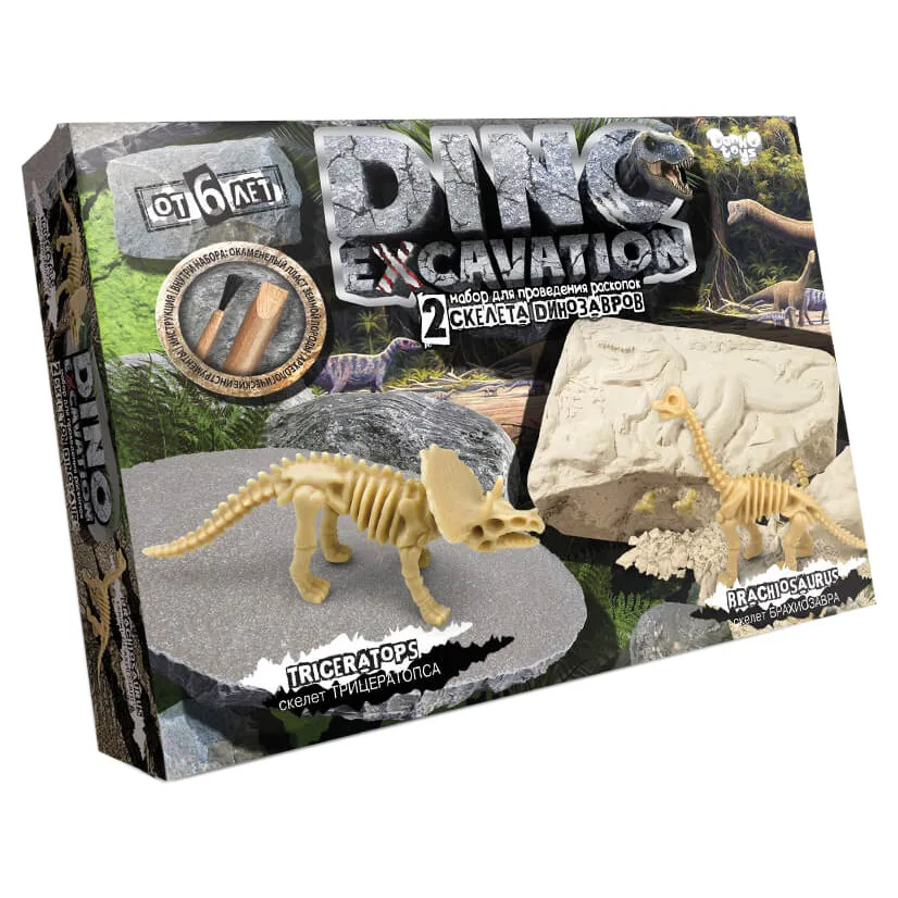 Дитячий набір для розкопок динозаврів Danko Toys гіпс 5+ Трицератопс
