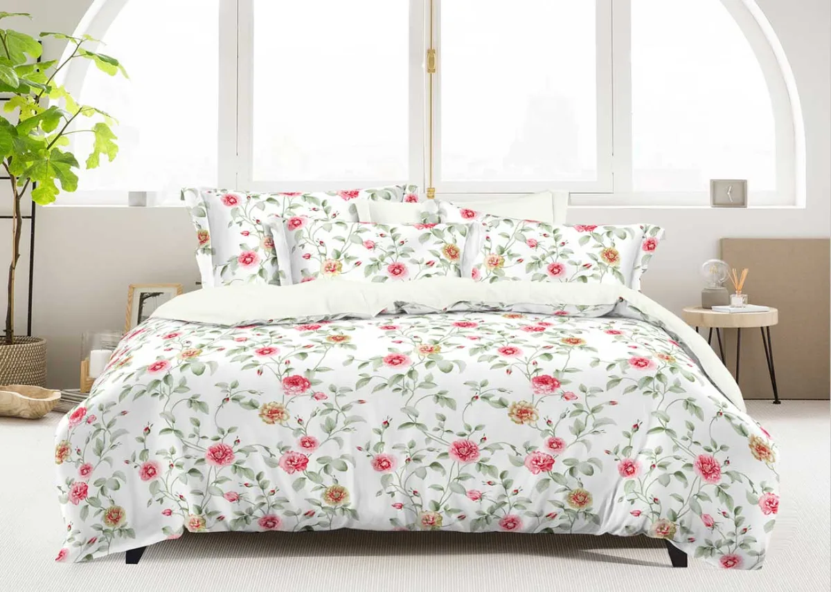 Півтораспальний комплект постільної білизни Home Line Сатин 160х230 Білий Принт