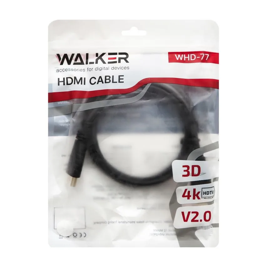 Кабель HDMI 2.0 WALKER PVC 3м чорний