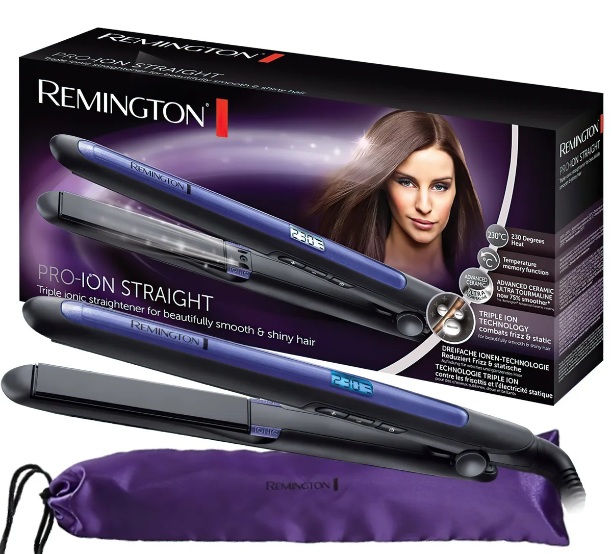 Випрямляч волосся Remington Pro Ion, температурний діапазон 150-230°C, керамічне покриття з турмаліном, чорний.