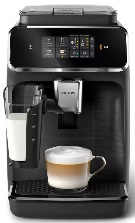 Кавоварка Philips Series 2300 1.8л, для зернової та меленого кави, автоматичний капучинатор, сенсорне управління, чорний колір.