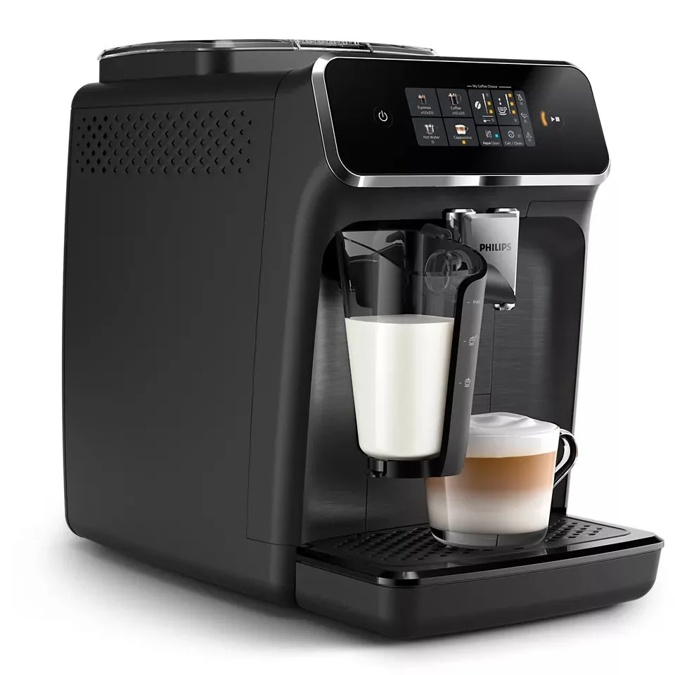 Кавоварка Philips Series 2300 1.8л, для зернової та меленого кави, автоматичний капучинатор, сенсорне управління, чорний колір.