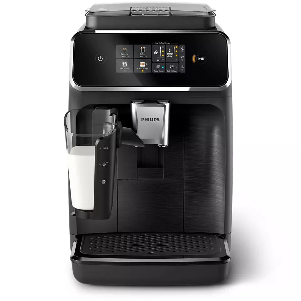 Кавоварка Philips Series 2300 1.8л, для зернової та меленого кави, автоматичний капучинатор, сенсорне управління, чорний колір.