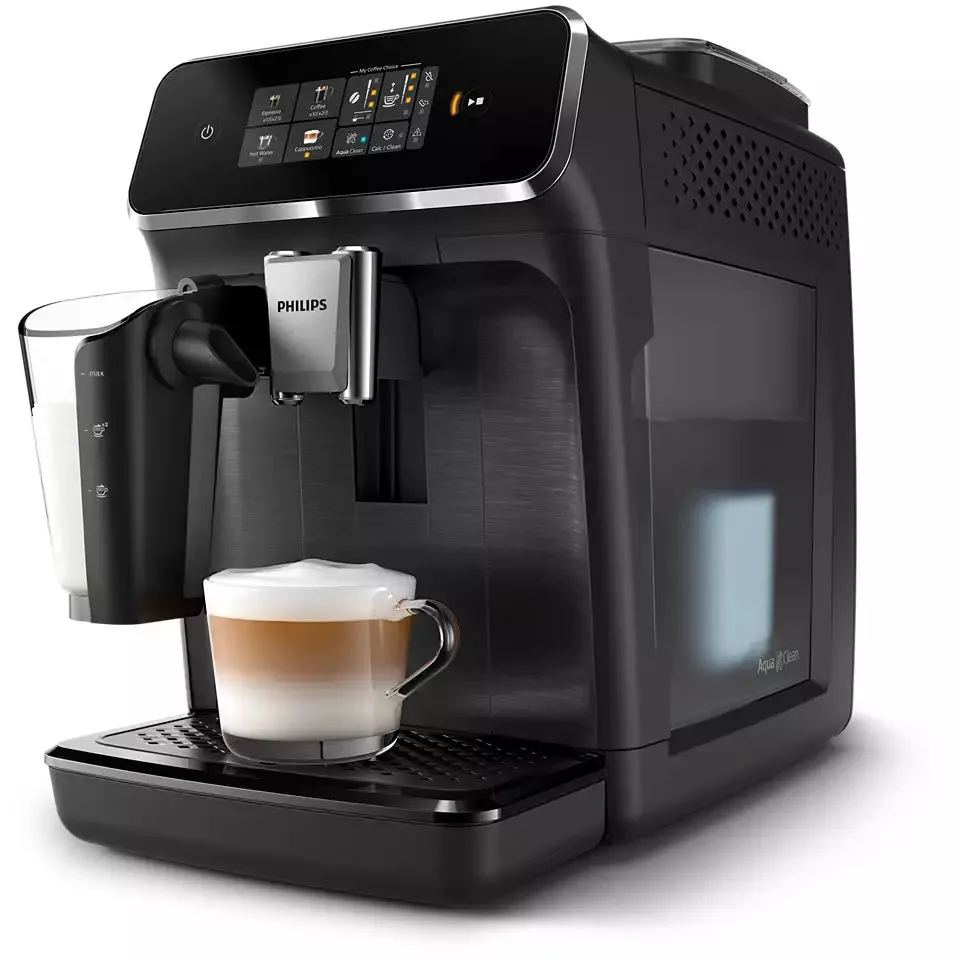 Кавоварка Philips Series 2300 1.8л, для зернової та меленого кави, автоматичний капучинатор, сенсорне управління, чорний колір.
