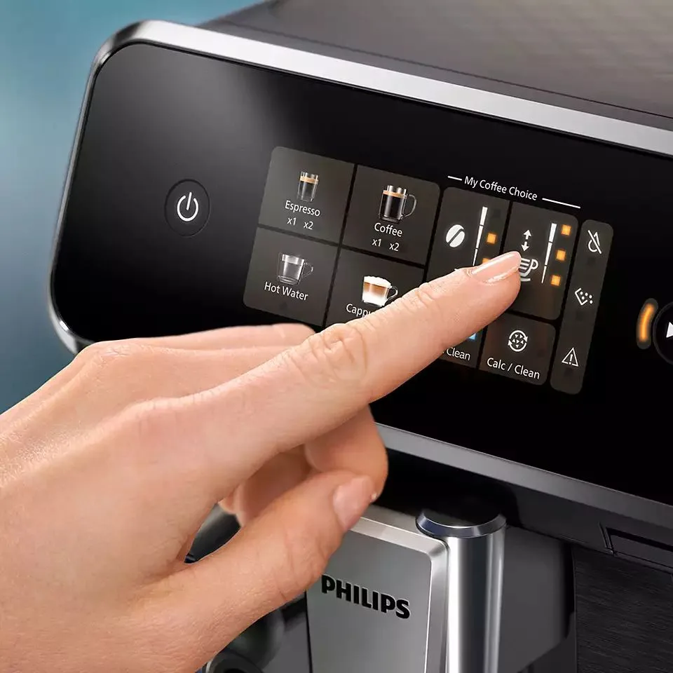 Кавоварка Philips Series 2300 1.8л, для зернової та меленого кави, автоматичний капучинатор, сенсорне управління, чорний колір.