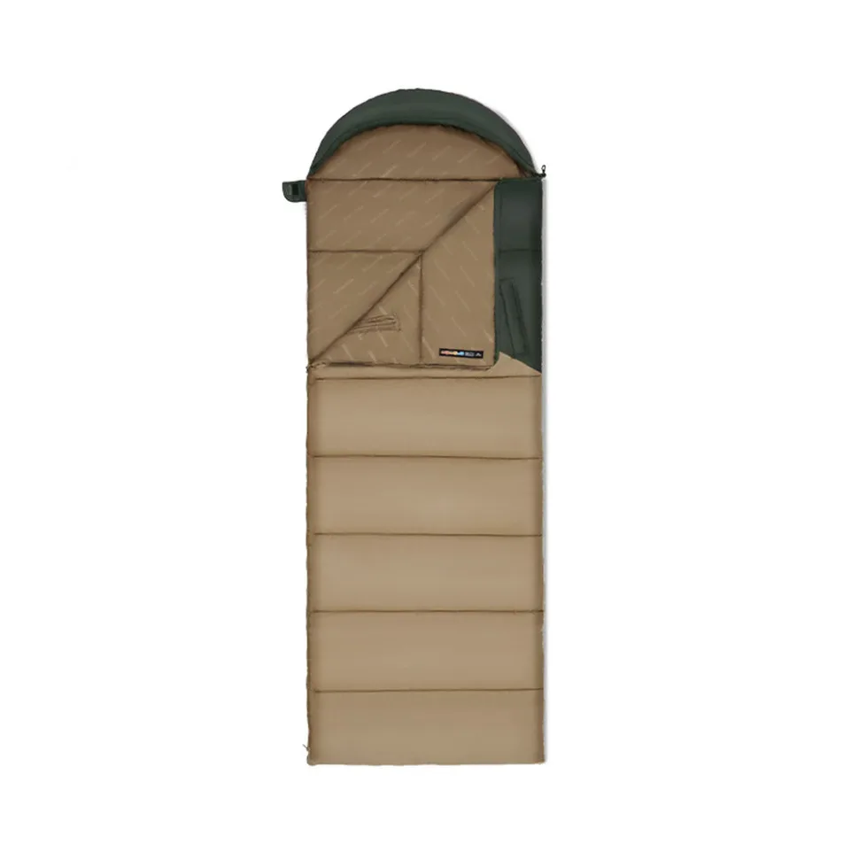 Спальник Naturehike поліестер 190х80 см коричнево-зелений з капюшоном