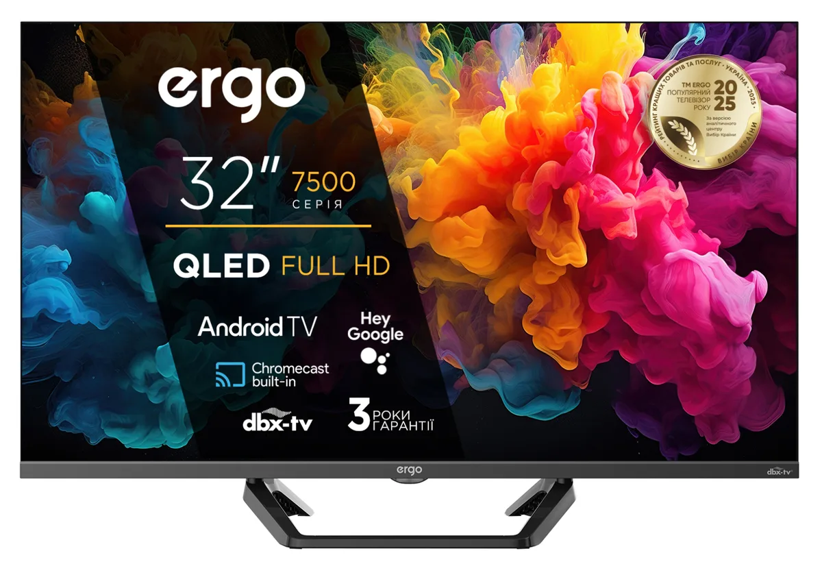 Телевізор ERGO QLED 32 дюйми чорний Full HD