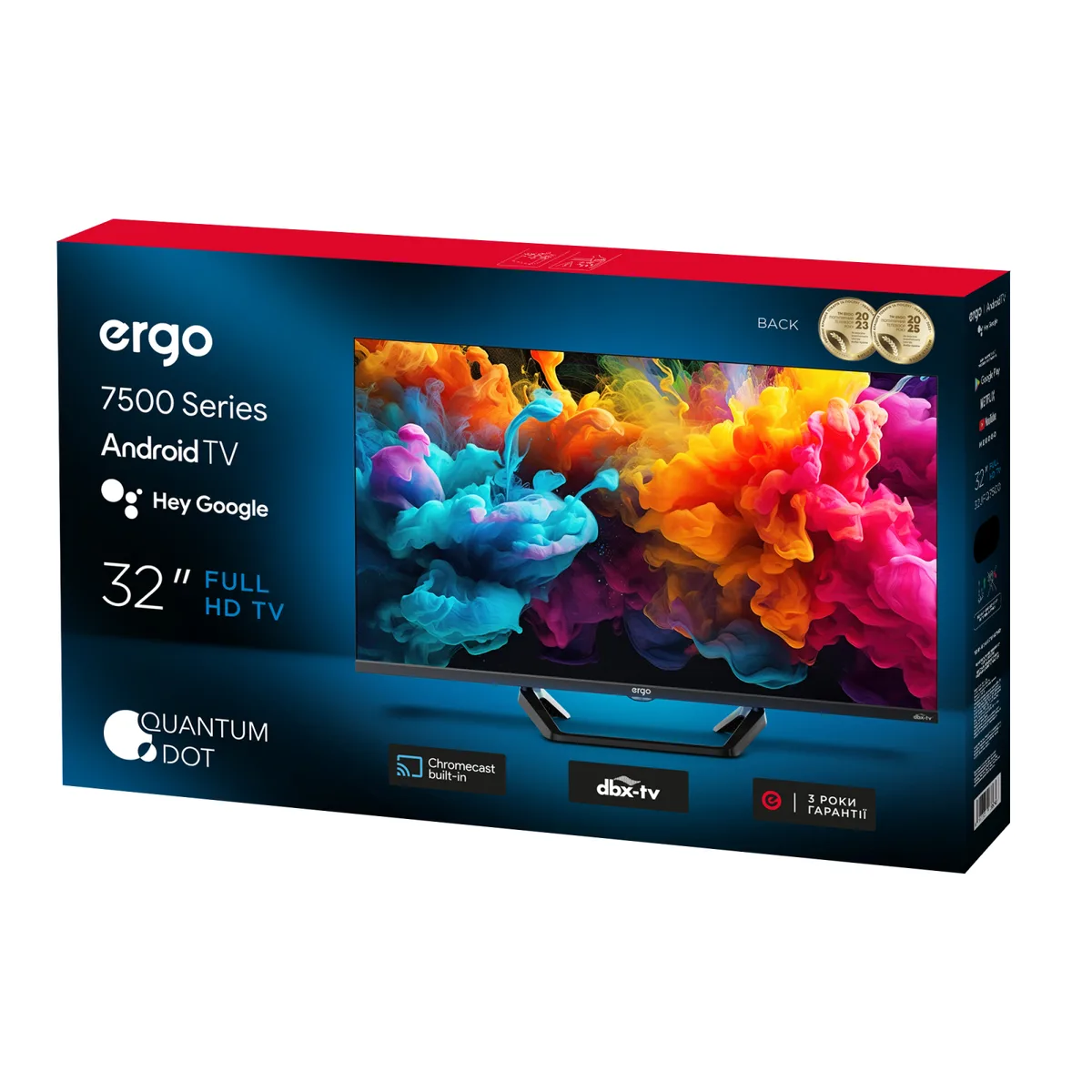 Телевізор ERGO QLED 32 дюйми чорний Full HD