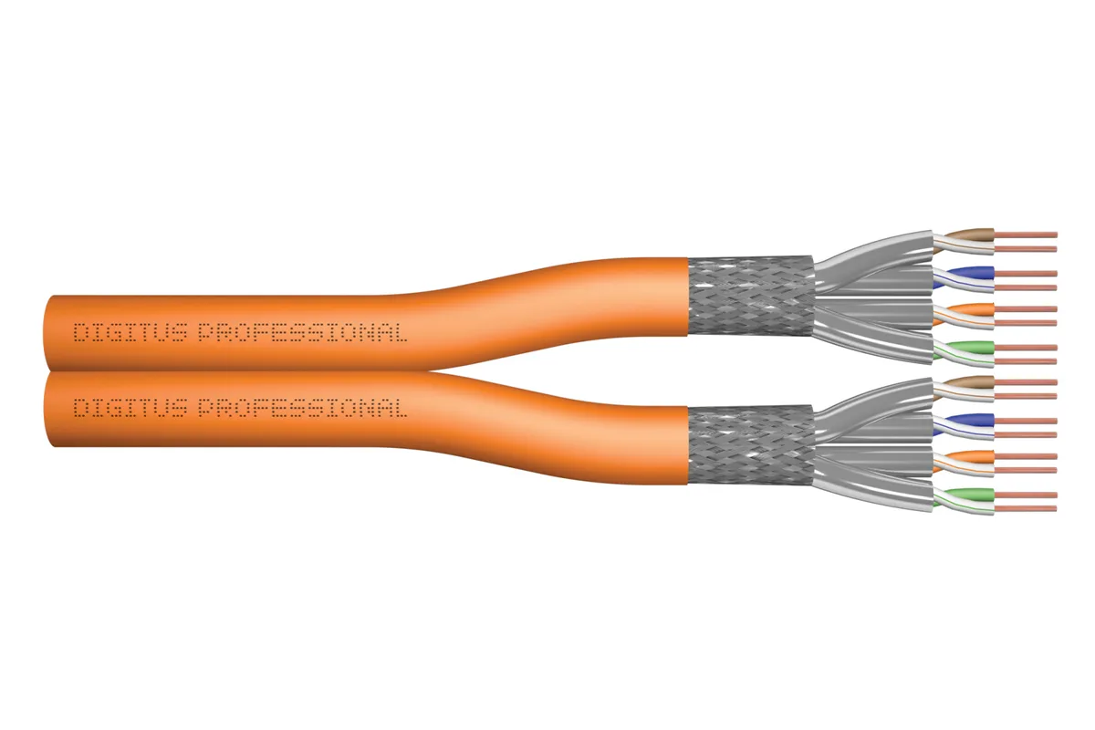 Кабель "витая пара" DIGITUS CAT 7 S-FTP, 1000м, AWG 23/1, LSZH, оранжевый.