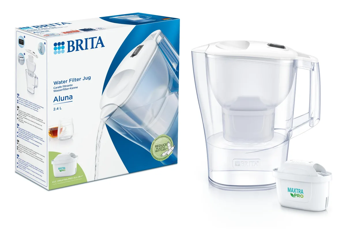 Фільтрувальний глечик Brita Aluna Memo MXPro 2.4л (1.4л очищеної води) з картриджем, білий.