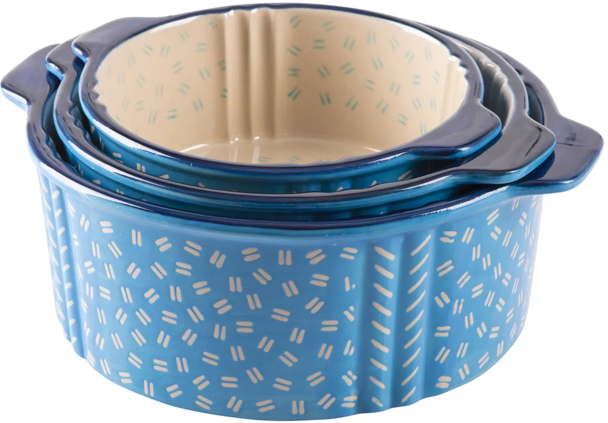 Форма Maison керамічна кругла 22х18,5х8 см бежево-синя