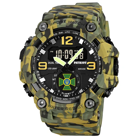 Наручні годинники Patriot полімер каучук 54х54 мм зелені камуфляж