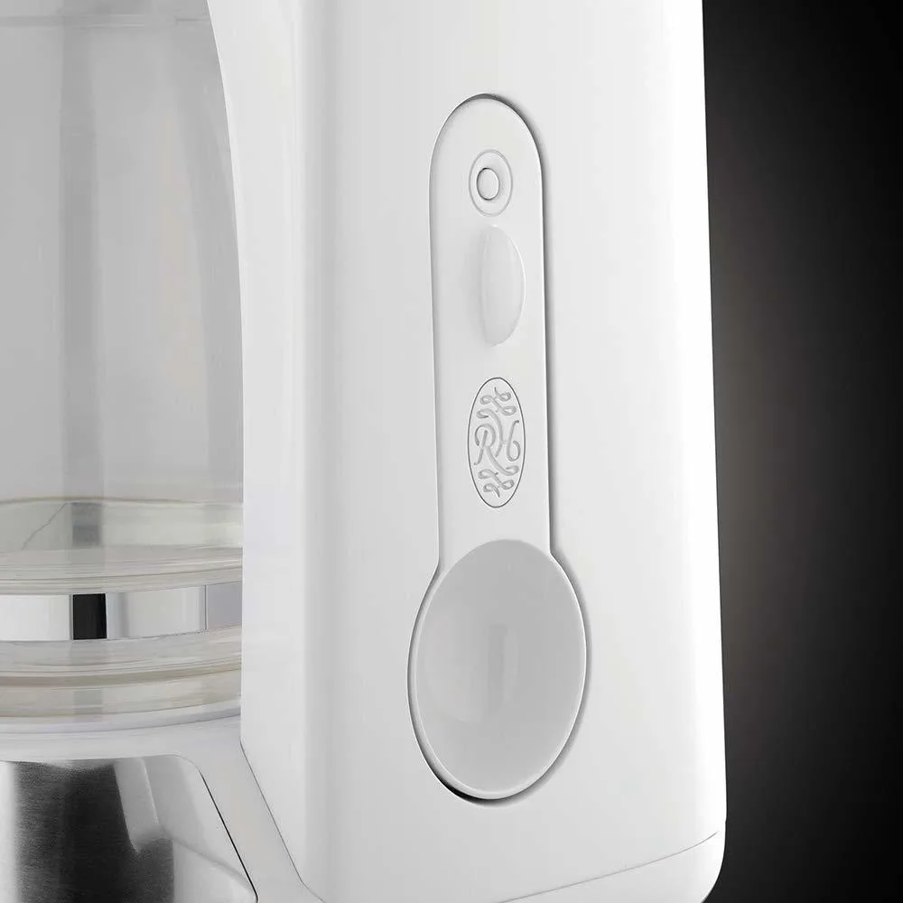 Кавоварка Russell Hobbs крапельного типу Inspire 1,25л, для меленої кави, на 10 чашок, з таймером вимкнення, біла.
