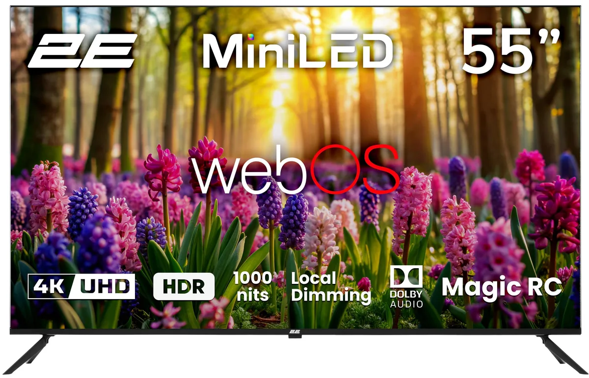 Телевізор 55" 2E MiniLED 4K 60Hz Smart WebOS Black