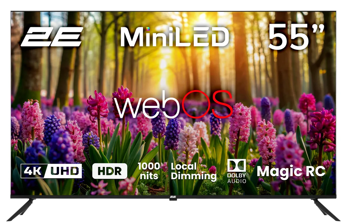 Телевізор 55" 2E MiniLED 4K 60Hz Smart WebOS Black
