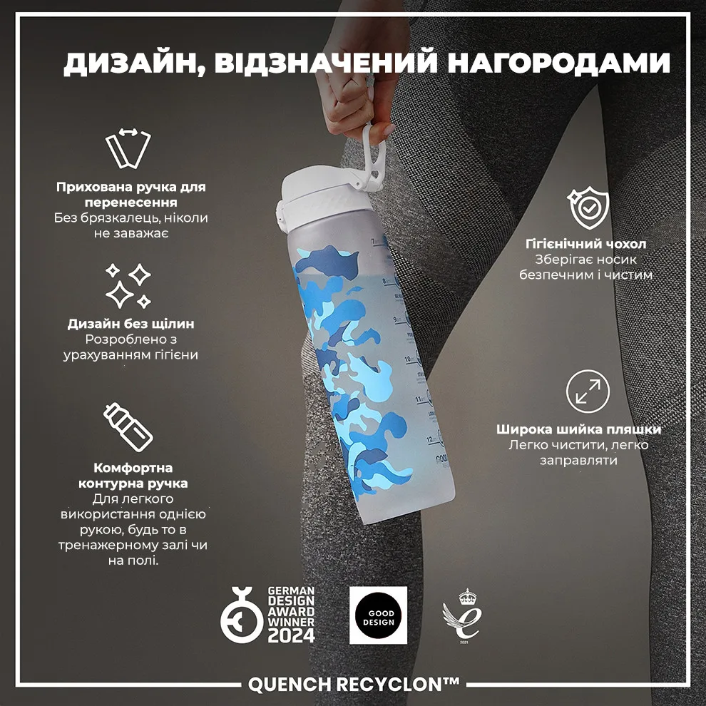 Пляшка для води ION8 Recyclon 1000 мл Білий BPA Free