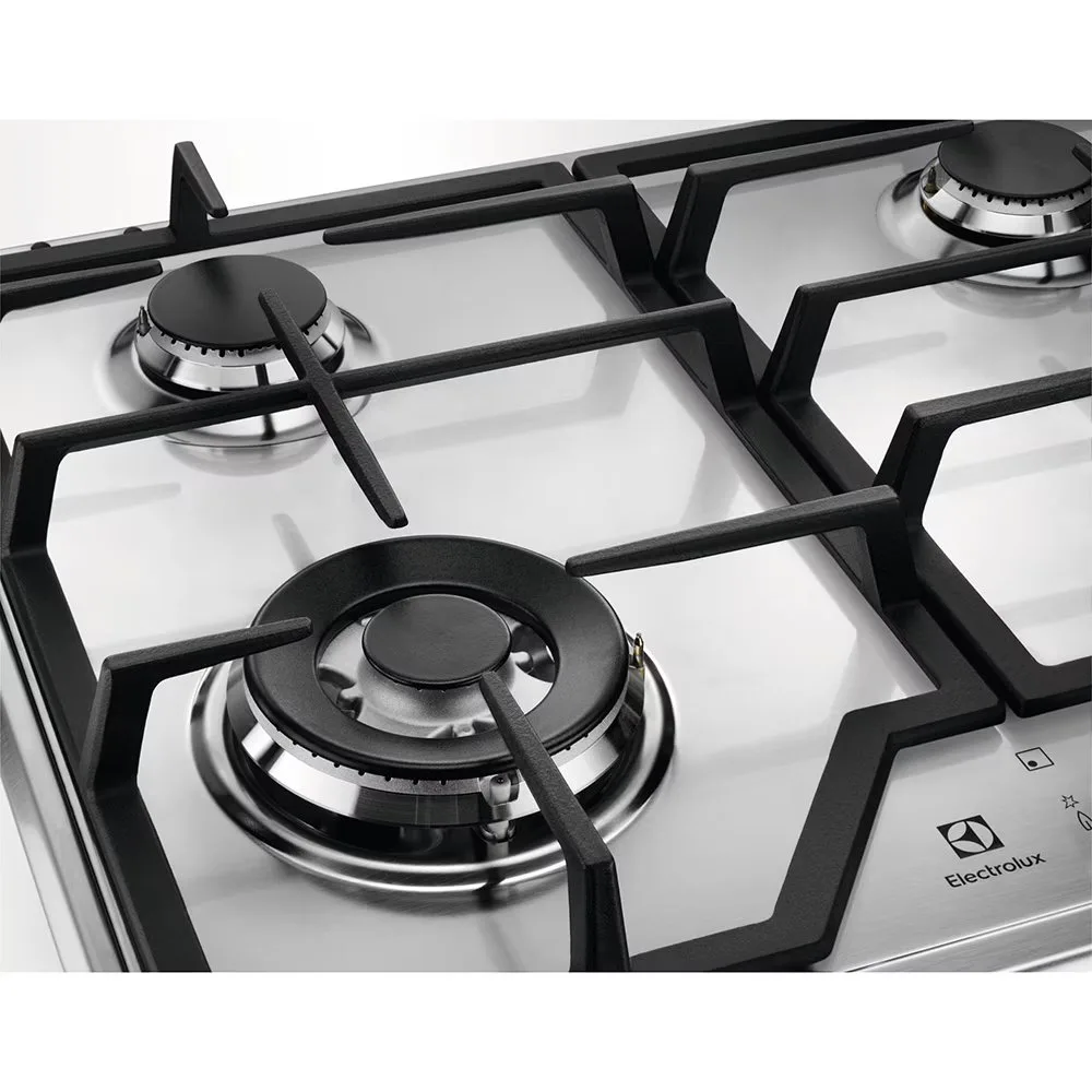 Газова варильна панель Electrolux, 60 см, з чавунними решітками, нержавіюча сталь.