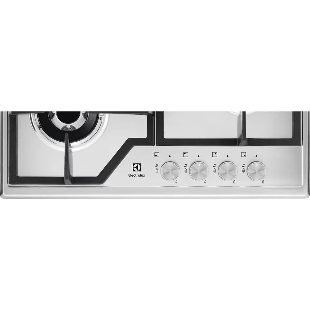 Газова варильна панель Electrolux, 60 см, з чавунними решітками, нержавіюча сталь.