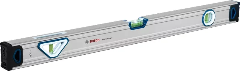 Рівень Bosch Professional 60 см, 3 вбудовані бульбашки, алюмінієвий корпус.