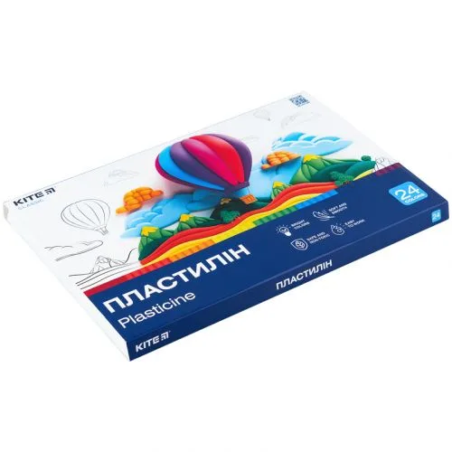 Пластилін 24 кольори 480 г Kite для творчості та моделювання ліплення для дітей та дорослих