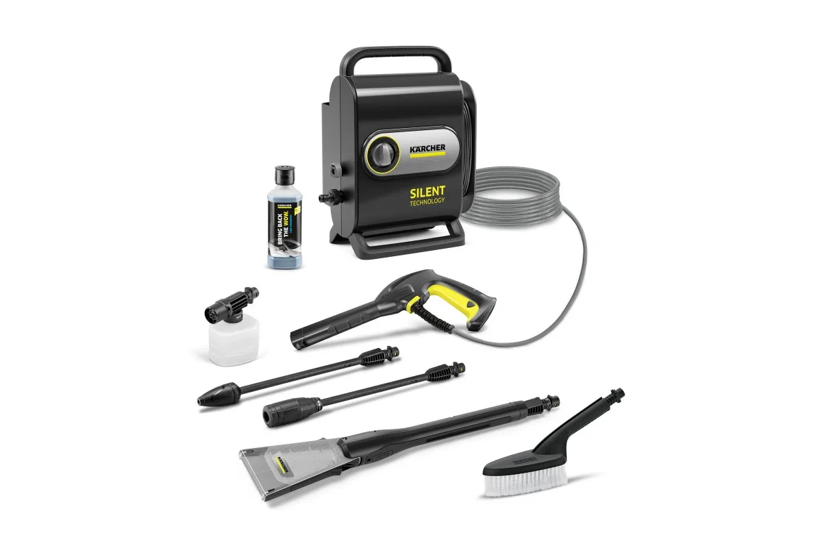 Високопродуктивна мийка під тиском Karcher K Silent Anniversary Edition, 1800 Вт, 130 бар, 420 л/год, шланг 6 м, вага 5 кг.