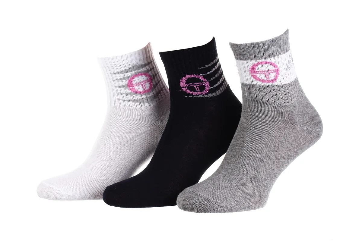 Шкарпетки Sergio Tacchini бавовна 36-41 білий сірий синій 3 пари