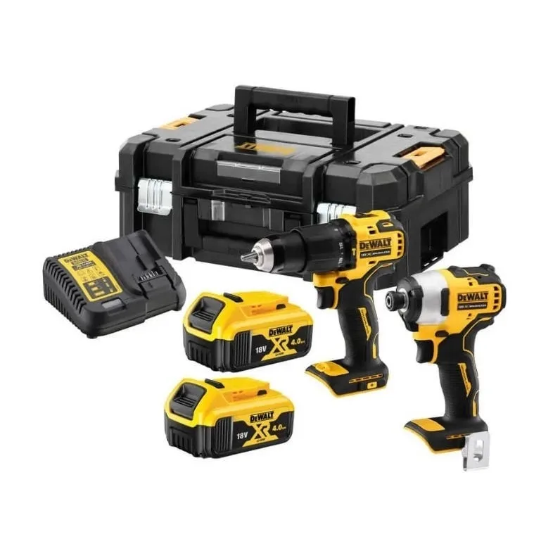 Комплект з двох акумуляторних інструментів DeWalt: дриль-шурупокрут DCD709 та ударний шурупокрут DCF809 з акумуляторами 2x4А·год.