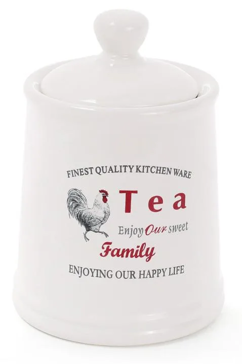 Керамічна банка Family TEA 650 мл біла для зберігання сипучих продуктів Тоскана