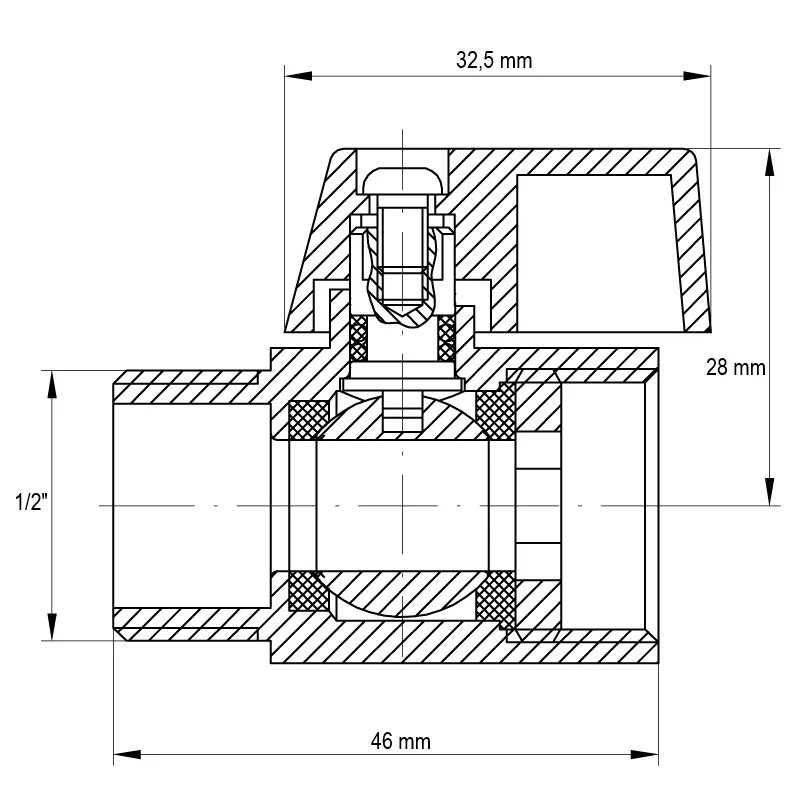 Кран міні Koer латунь 1/2" хромований сталевий