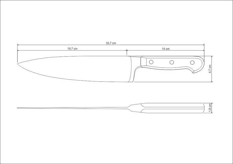 Ніж кухарський Tramontina нержавіюча сталь 203 мм чорний