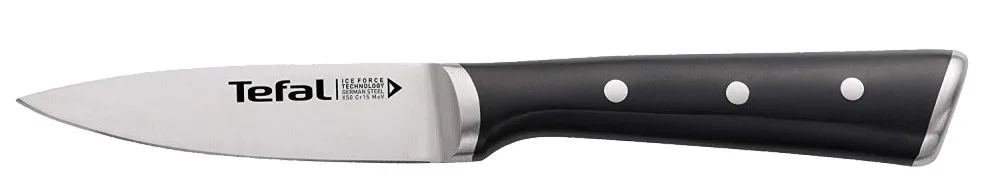 Овочевий ніж Tefal Ice Force, 9 см, з нержавіючої сталі та пластиковою ручкою, чорного кольору.