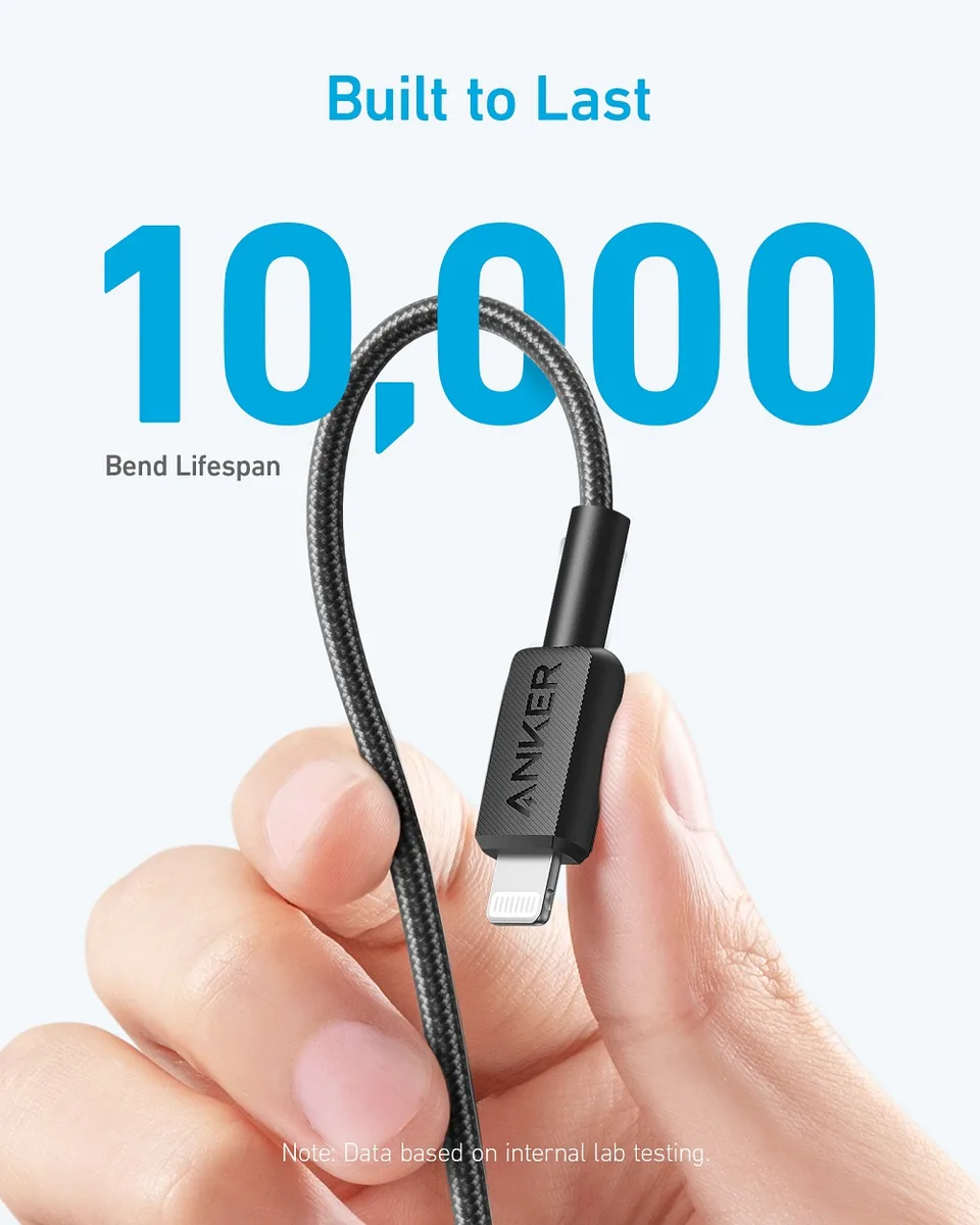 Кабель Anker USB-C до Lightning 1,8 м нейлоновий чорний