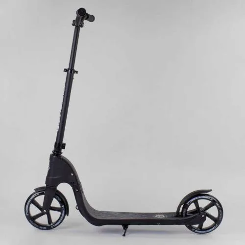 Самокат двоколісний чорний Best Scooter колеса PU 20 см для дітей та підлітків міський транспорт