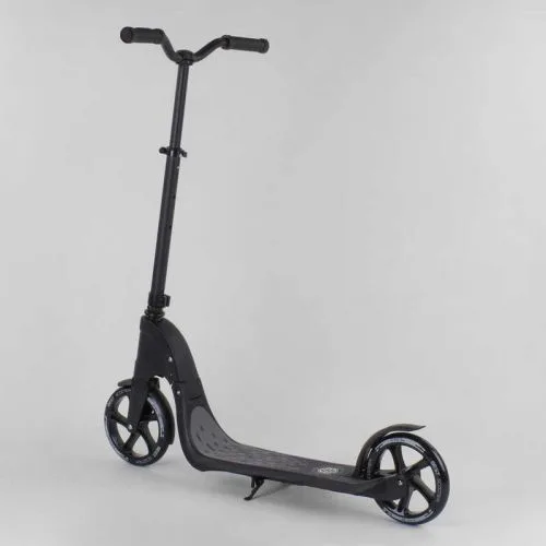 Самокат двоколісний чорний Best Scooter колеса PU 20 см для дітей та підлітків міський транспорт