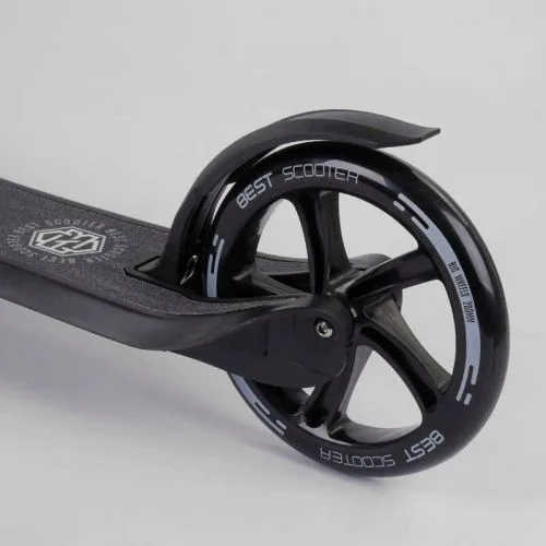 Самокат двоколісний чорний Best Scooter колеса PU 20 см для дітей та підлітків міський транспорт