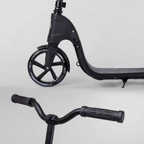 Самокат двоколісний чорний Best Scooter колеса PU 20 см для дітей та підлітків міський транспорт
