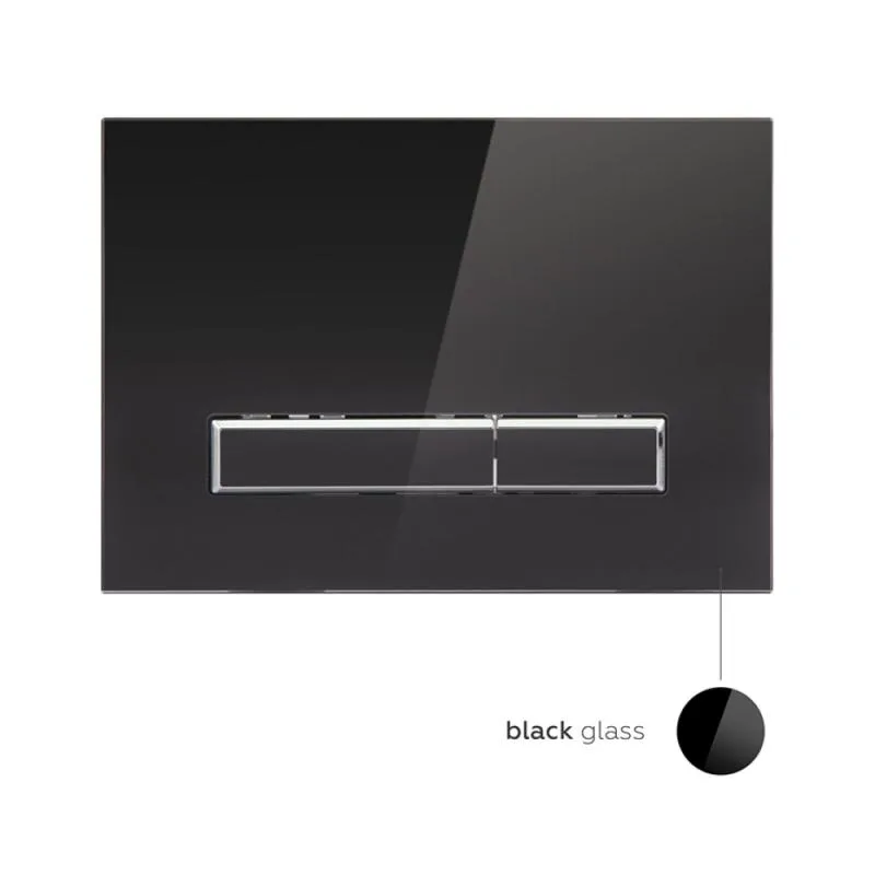 Панель змиву для унітаза механічна Qtap Nest чорна 270х200х45 мм скло/ABS