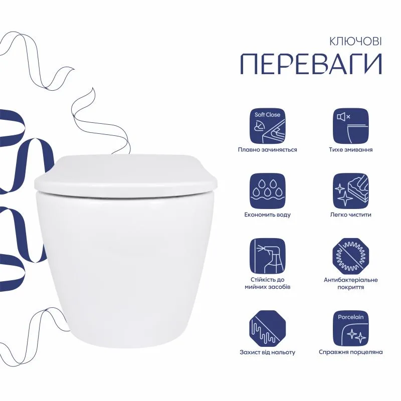 Підвісний унітаз Qtap Robin ML 490x365x325 мм кераміка Білий Soft-close