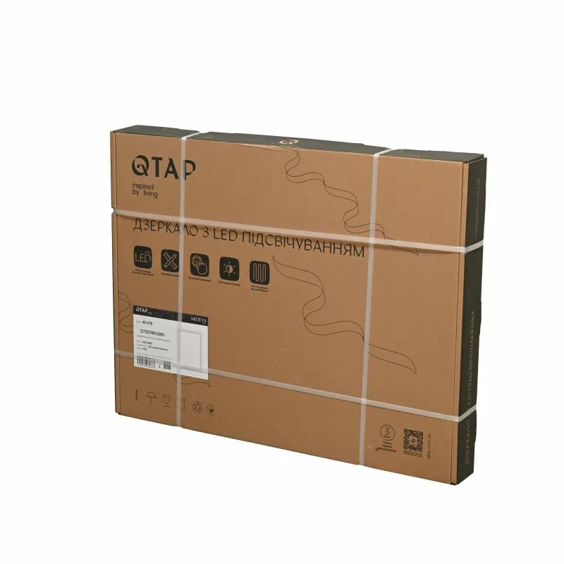Дзеркало з LED-підсвічуванням Qtap MI2 сенсорне 600х800 мм алюміній/пластик