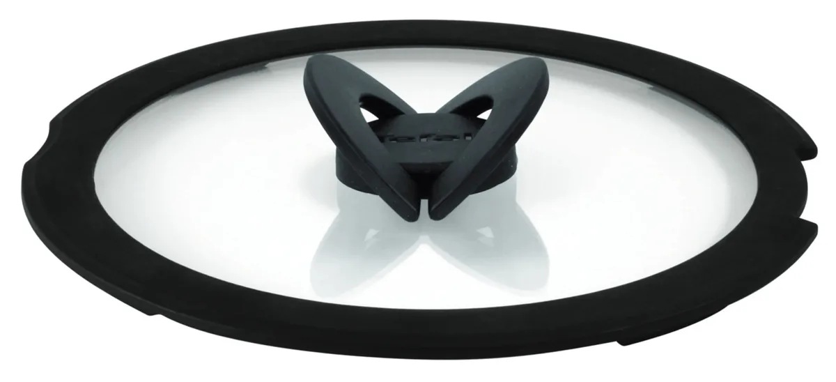 Кришка Tefal Ingenio 18 см, скляна, силіконова, прозоро-чорного кольору.