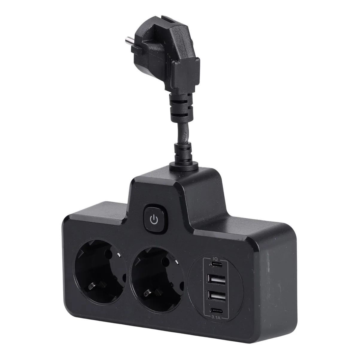 Сетевой фильтр 2 евро розетки 2 USB 2 Type-C черный ABS 0 08 м