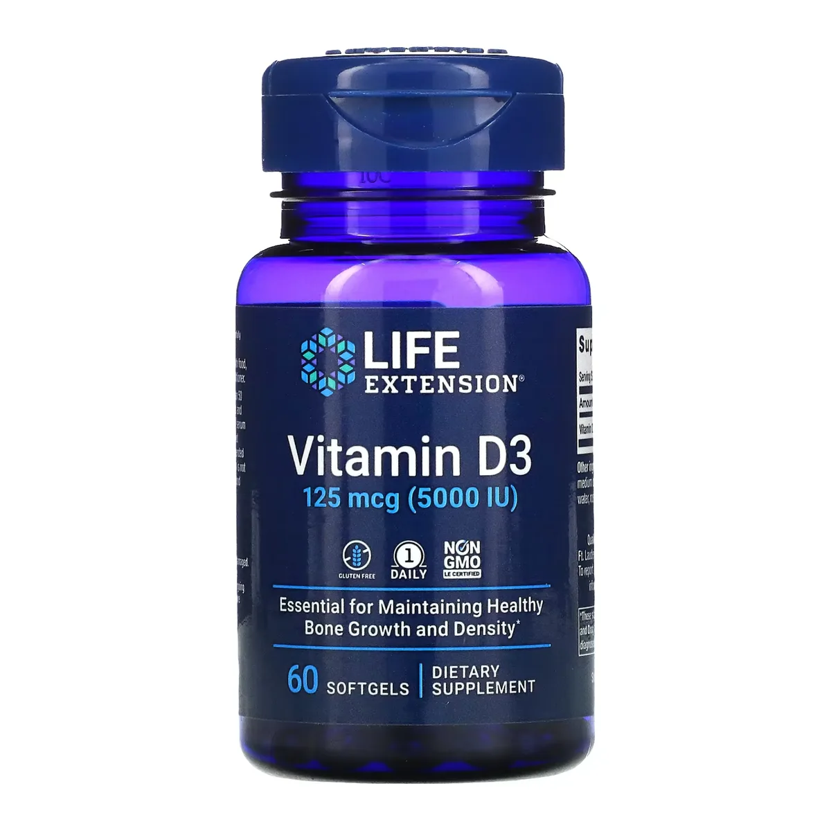 Витамин D3 Life Extension 125 мкг 60 капсул без ГМО