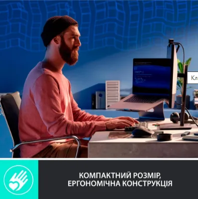 Клавіатура Logitech Бездротова Гібридна 131,55х312,6х26,1 мм Сіра