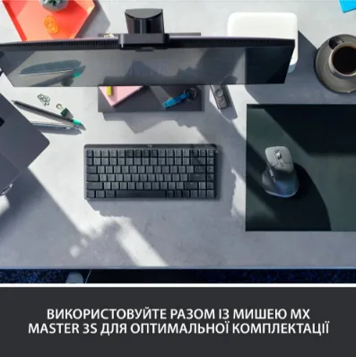 Клавіатура Logitech Бездротова Гібридна 131,55х312,6х26,1 мм Сіра