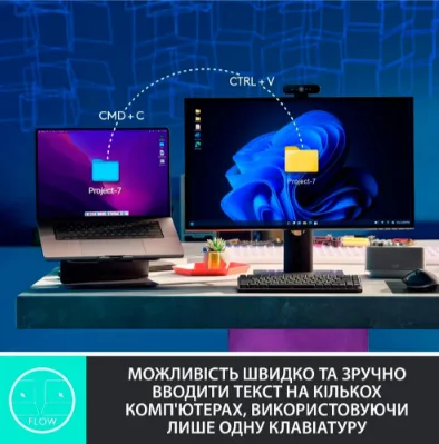 Клавіатура Logitech Бездротова Гібридна 131,55х312,6х26,1 мм Сіра